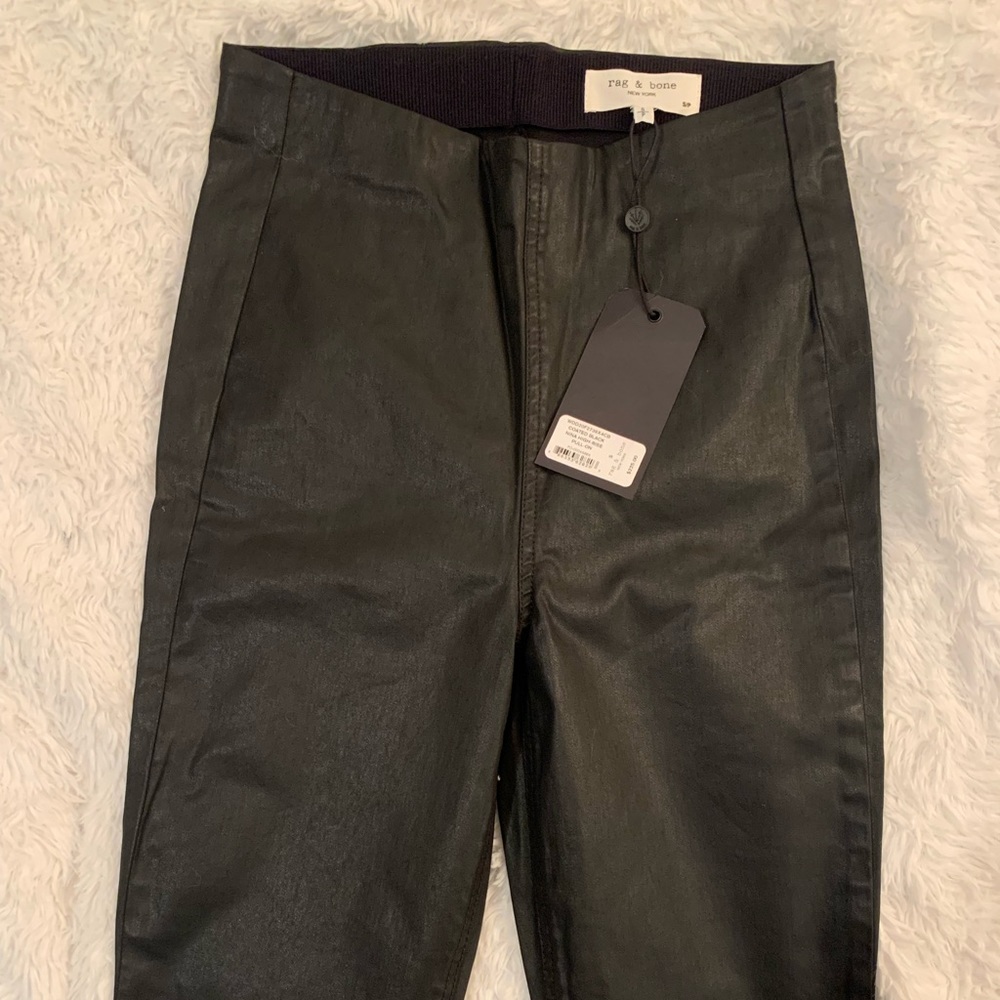 Rag and Bone coated black Nina high-rise pull-on pants in size small and NWT